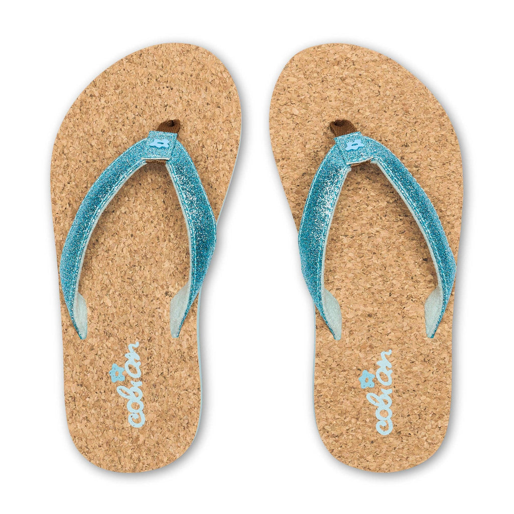 Cobian: Kids Lil' Capri Casual Flip Flop - Aqua Glitter