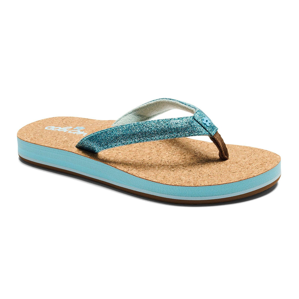 Cobian: Kids Lil' Capri Casual Flip Flop - Aqua Glitter