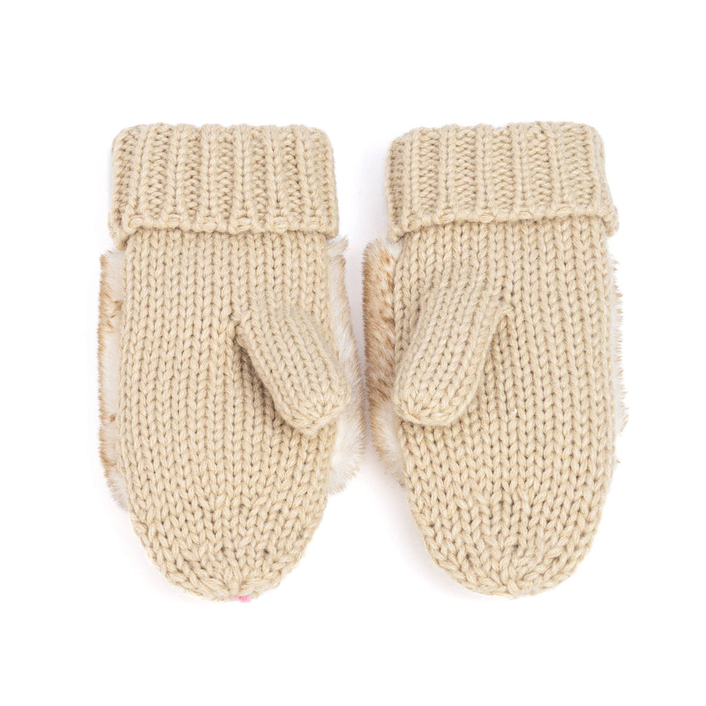 Peppercorn Kids: Knit Bunny Rabbit Mittens - Oat Beige