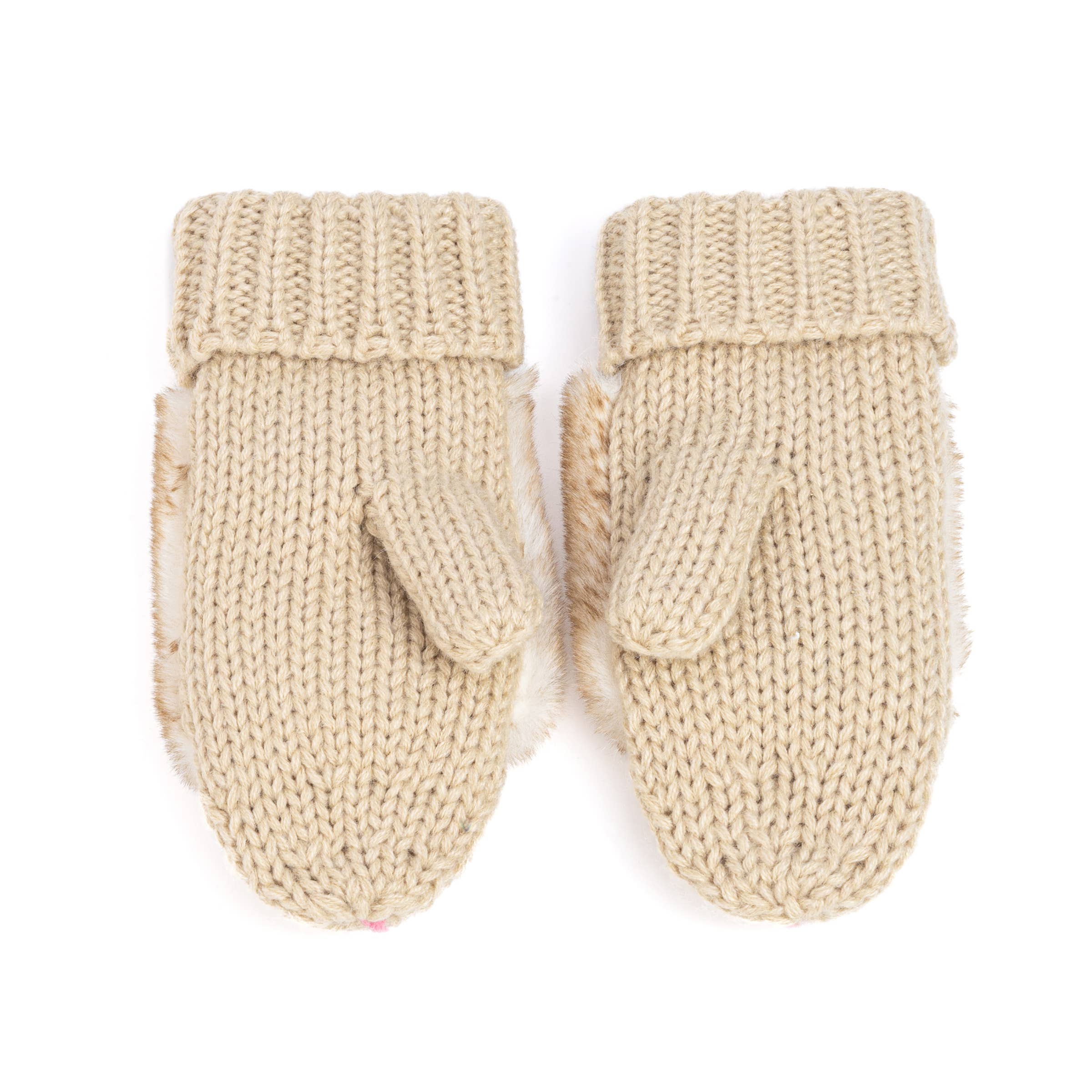 Peppercorn Kids: Knit Bunny Rabbit Mittens - Oat Beige