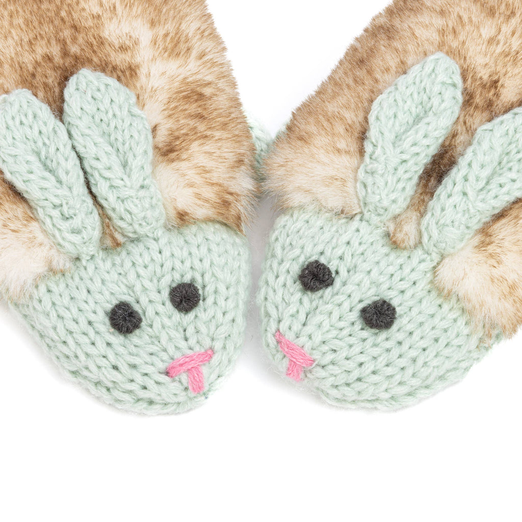 Peppercorn Kids: Knit Bunny Rabbit Mittens - Mint Green