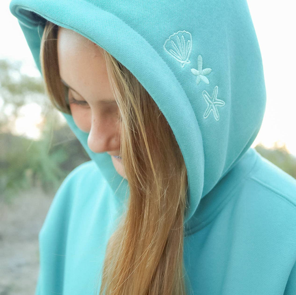 All Swell Surf: Sea Glass Surf Embroidered Hoodie - Youth