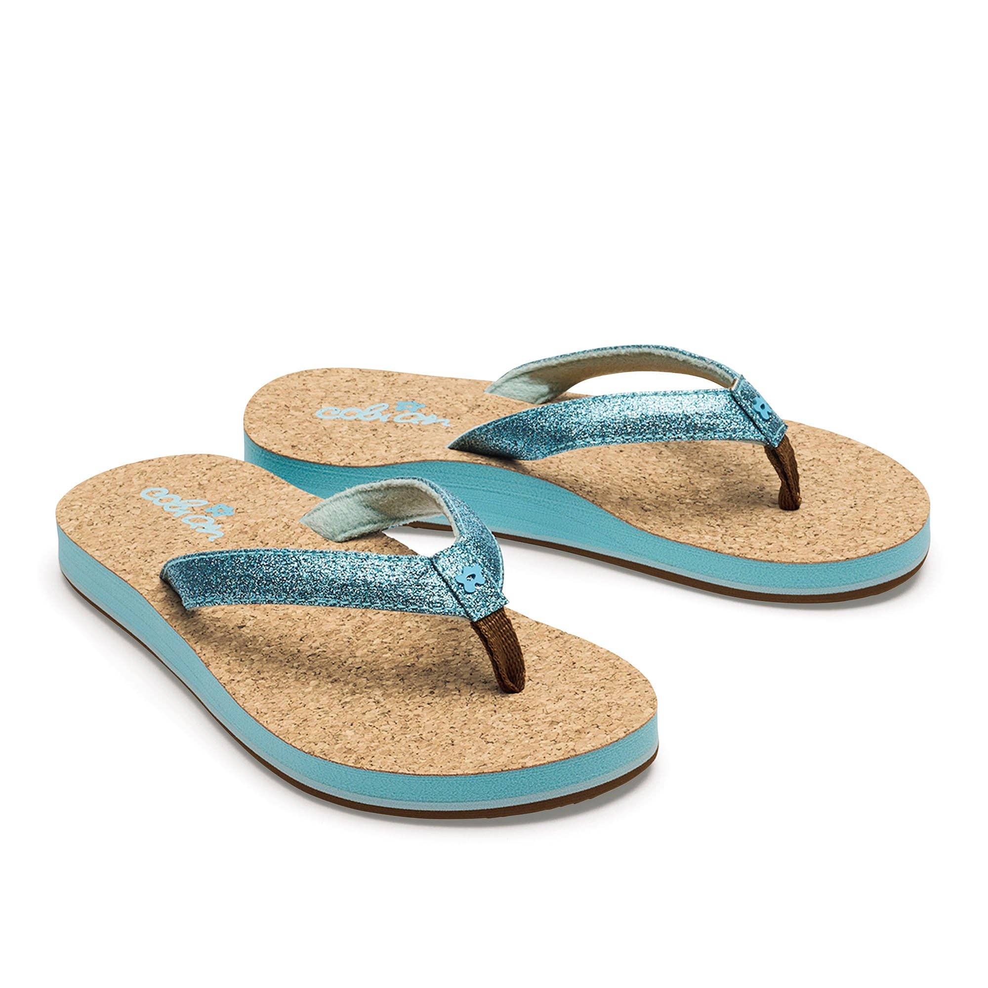Cobian: Kids Lil' Capri Casual Flip Flop - Aqua Glitter
