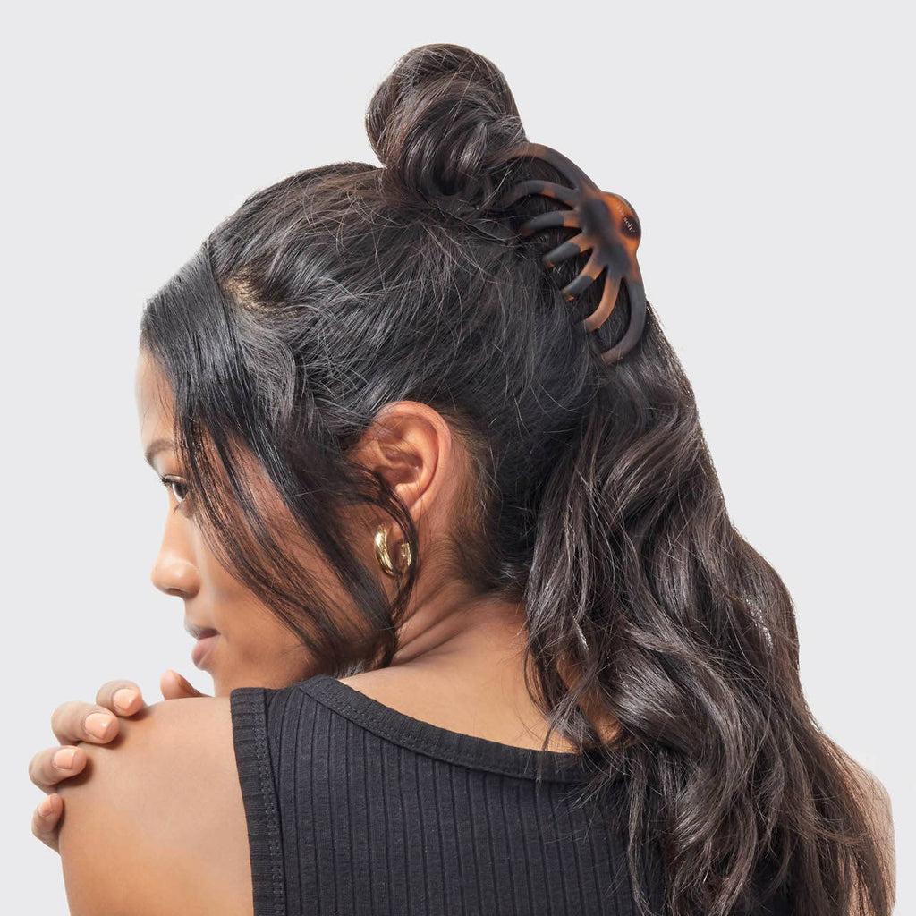 KITSCH: Recycled Plastic Octopus Claw Clips 2pc - Black & Tort