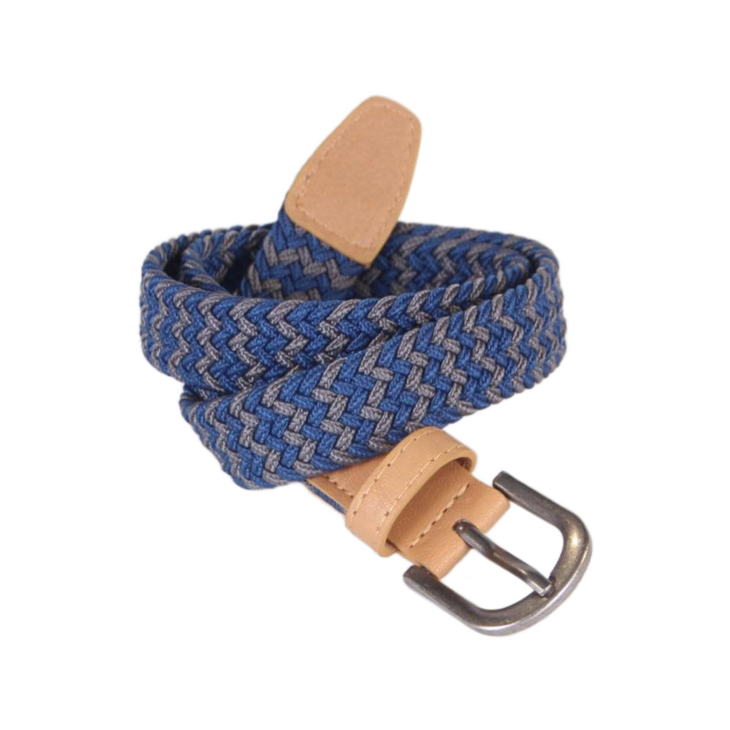 Peppercorn Kids: Boys Stretch Cord Braided Belt - Blue/Grey