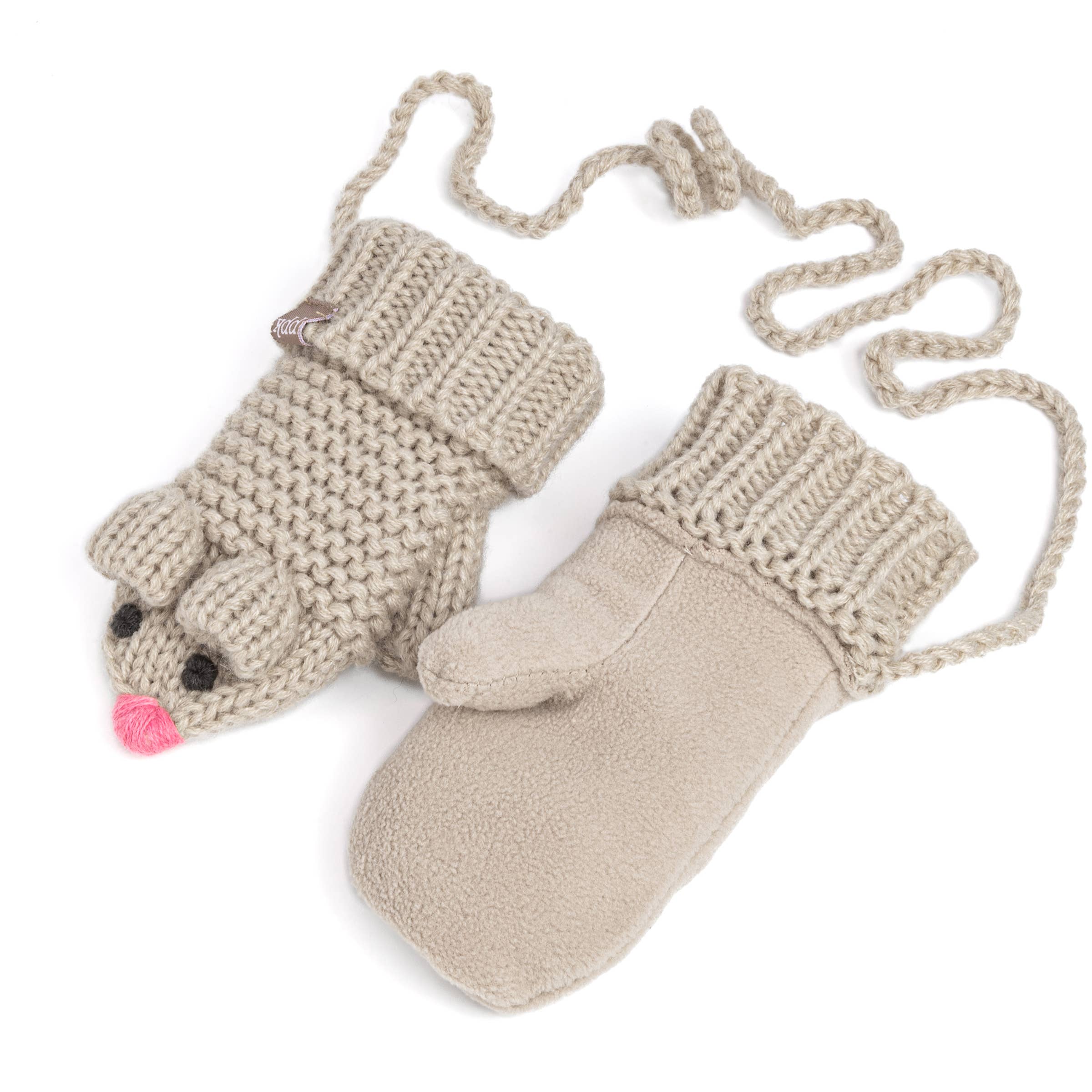 Peppercorn Kids: Knit Mouse Mittens - Oat Beige