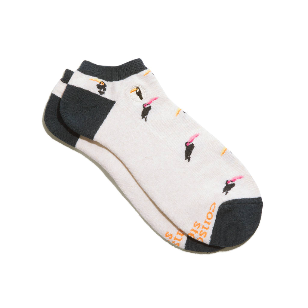 Conscious Step: Ankle Socks that Protect Toucans (White Toucans)