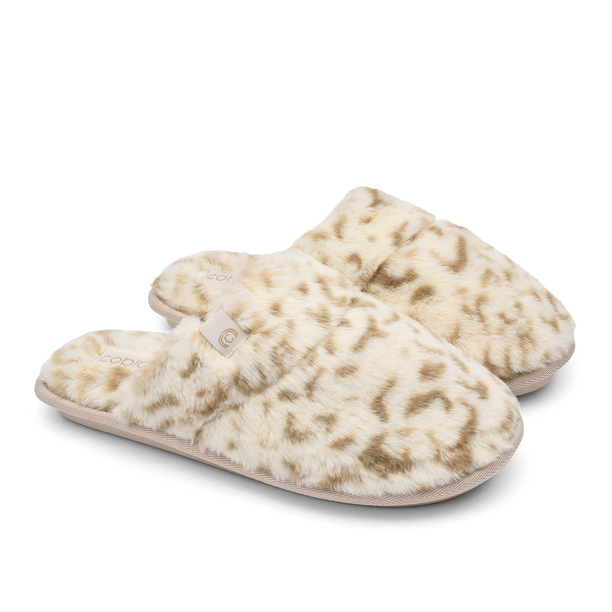 Cobian: Women's Minou Mule Warm and Fuzzy Slipper - Snow Leopard