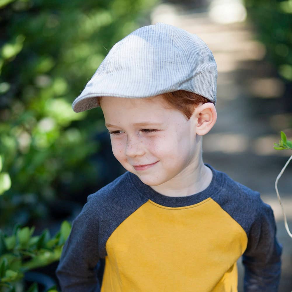 Peppercorn Kids: Vintage Wash Linen Newsboy Cap - Classic Blue