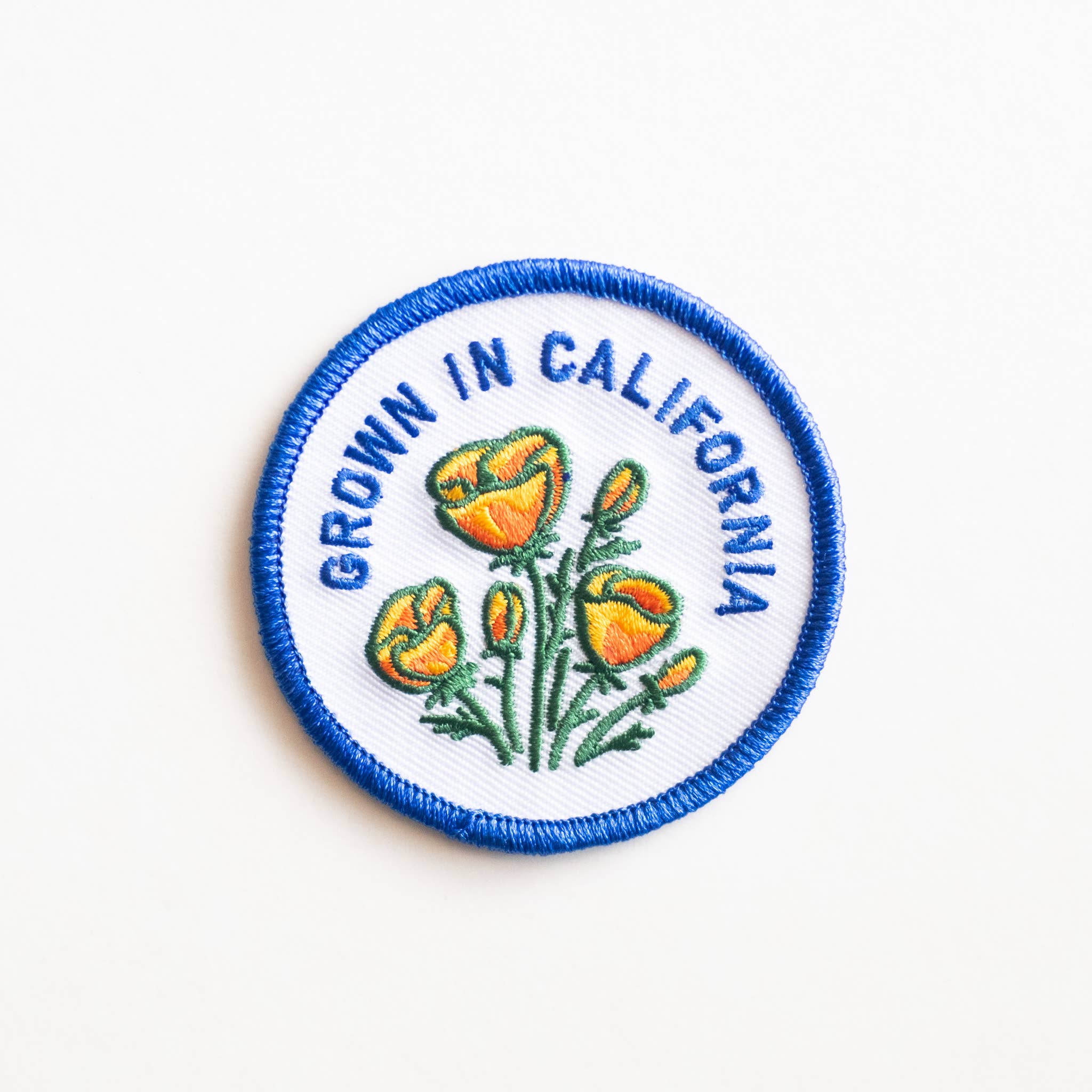 Union Made: Grown In California Embroidered Iron on Patch - Golden Poppy