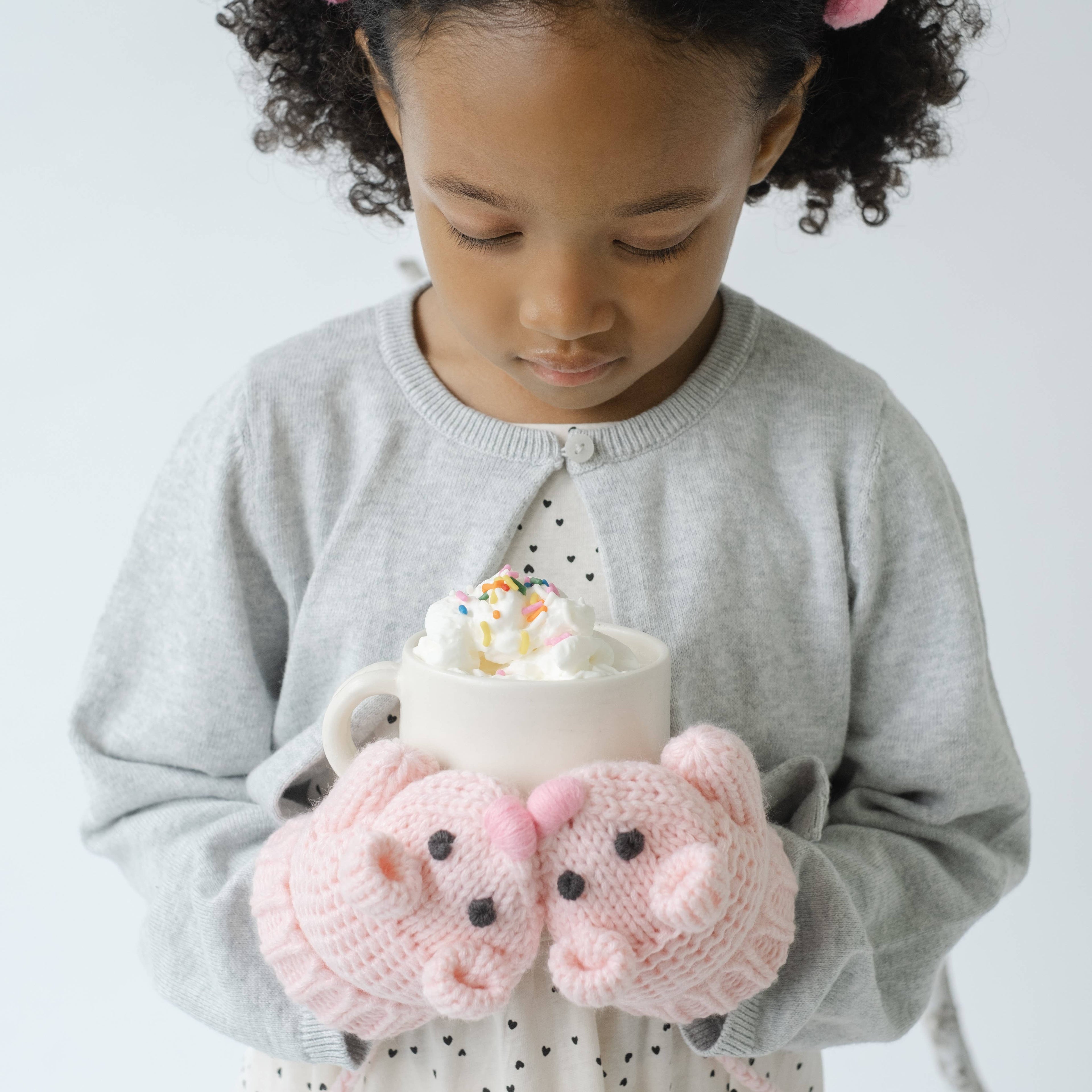 Peppercorn Kids: Knit Mouse Mittens - Pink