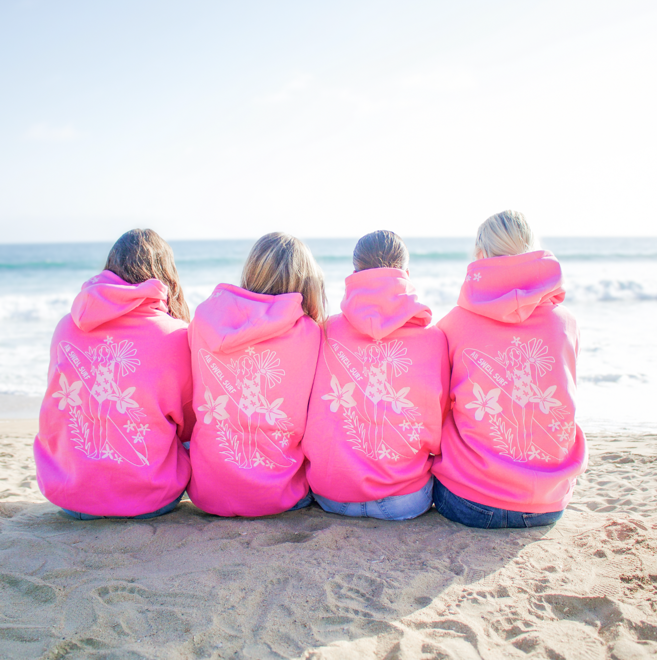 All Swell Surf: Surfer Girl Bloom Embroidered Hoodie - Adult
