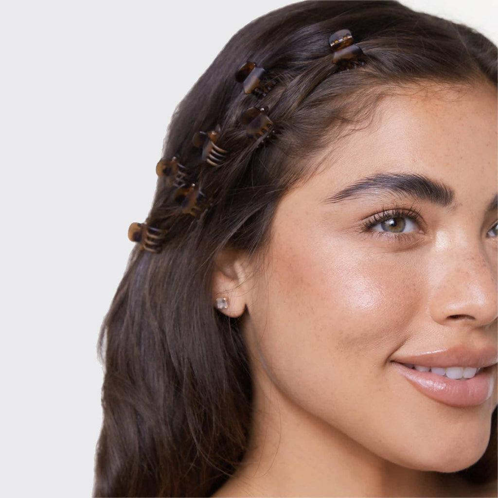 KITSCH: Recycled Plastic Micro Classic Claw Clips 16pcSet-Blk & Tort