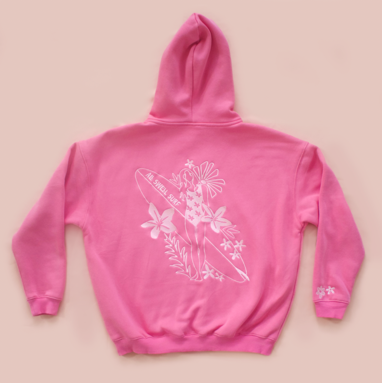 All Swell Surf: Surfer Girl Bloom Embroidered Hoodie - Adult