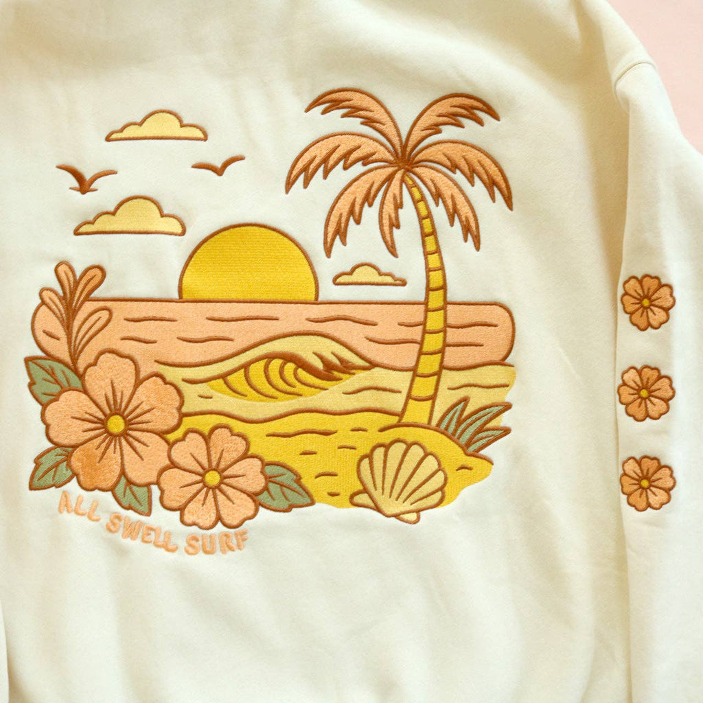 All Swell Surf: Sunset Embroidered Hoodie - Adult