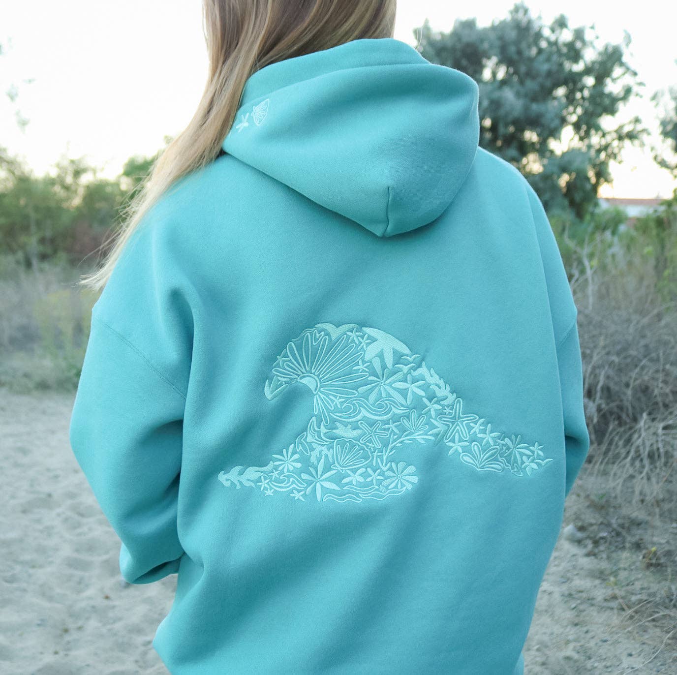 All Swell Surf: Sea Glass Surf Embroidered Hoodie - Youth