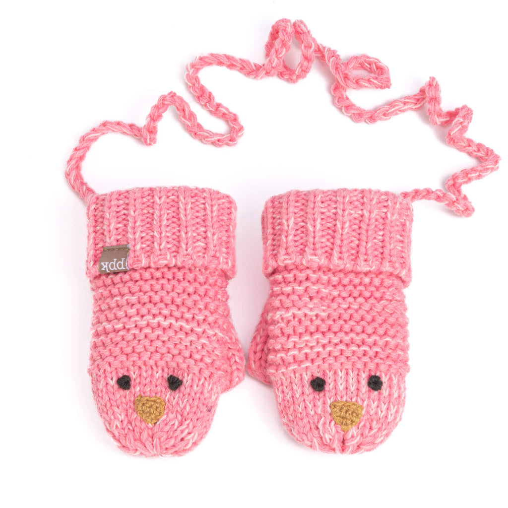 Peppercorn Kids: Knit Baby Chick Mittens - Pink