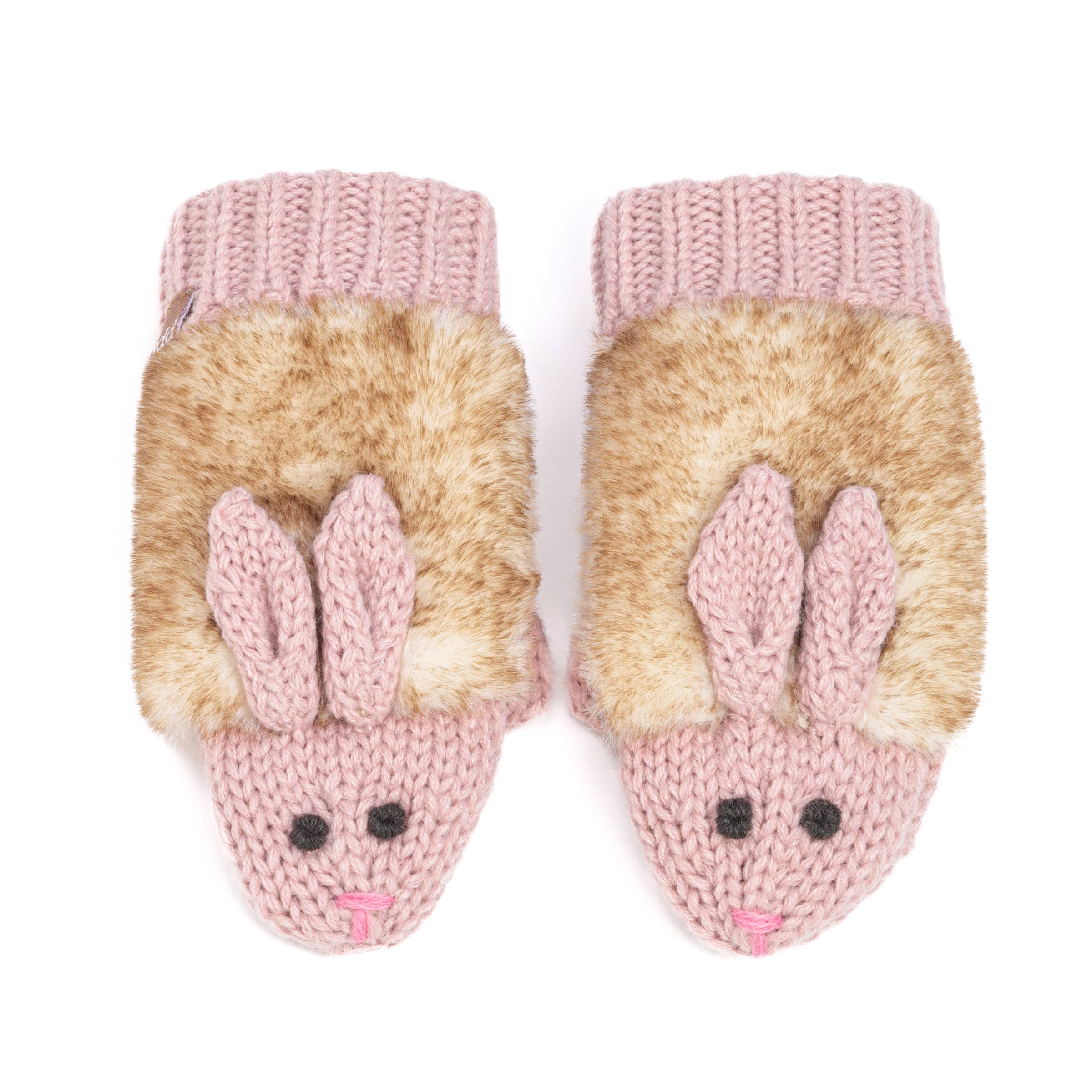 Peppercorn Kids: Knit Bunny Rabbit Mittens - Mauve Pink