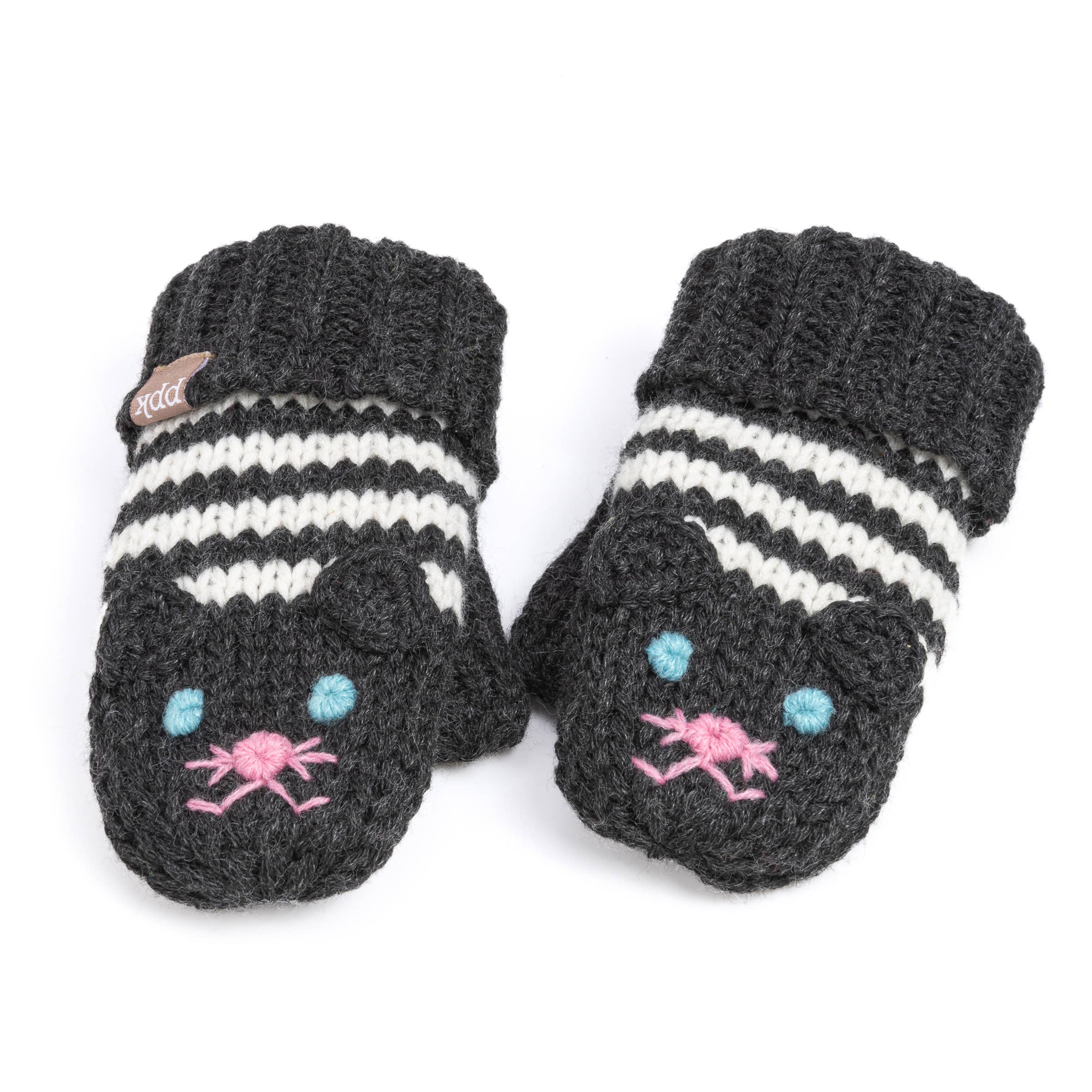 Peppercorn Kids Knit Kitty Cat Mittens - Black