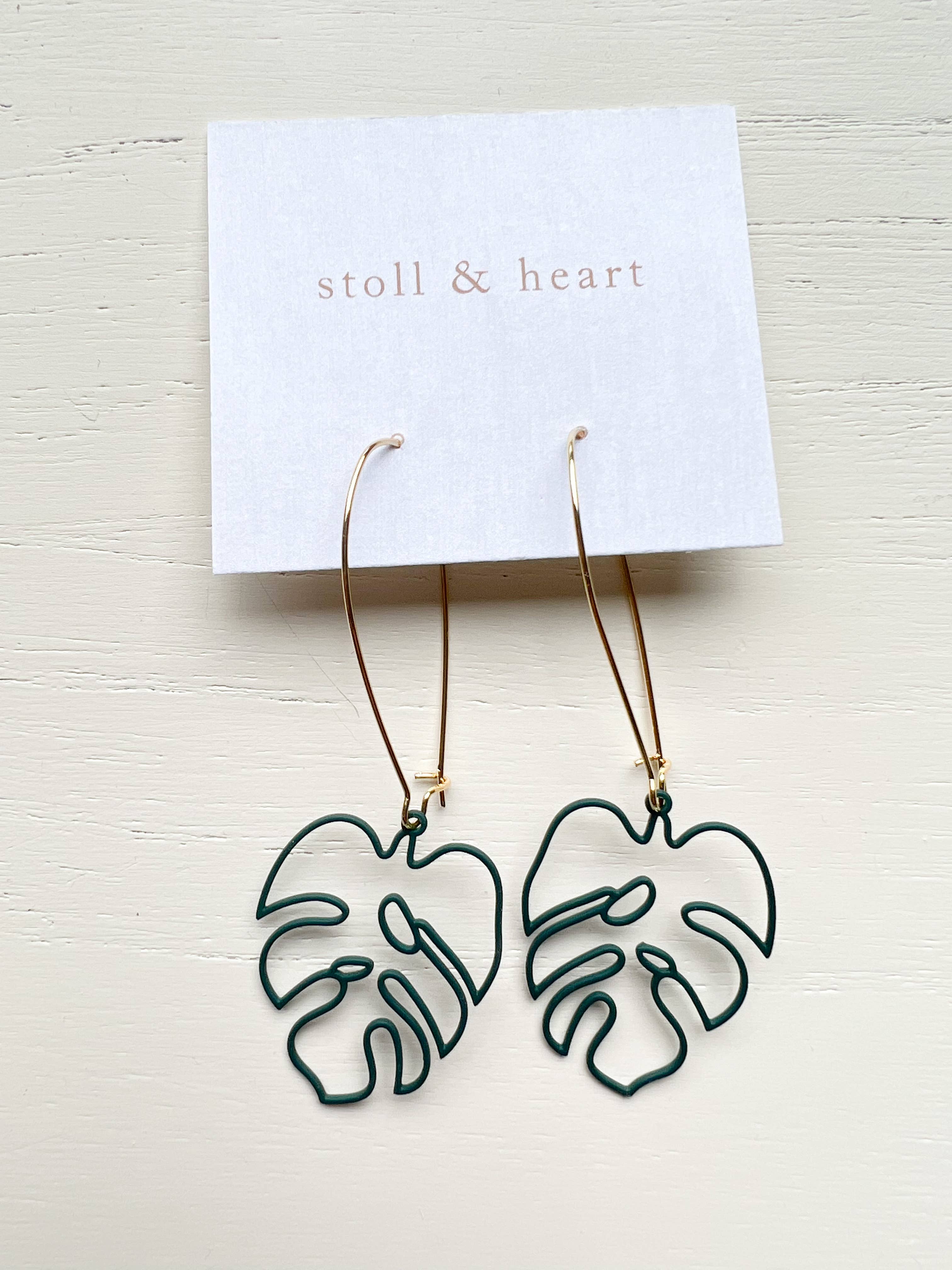 Stoll & Heart The Monstera Earrings - Dark Green