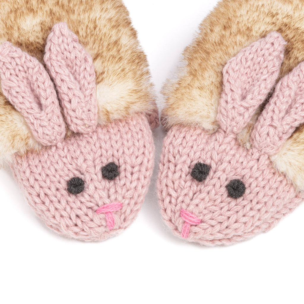 Peppercorn Kids: Knit Bunny Rabbit Mittens - Mauve Pink