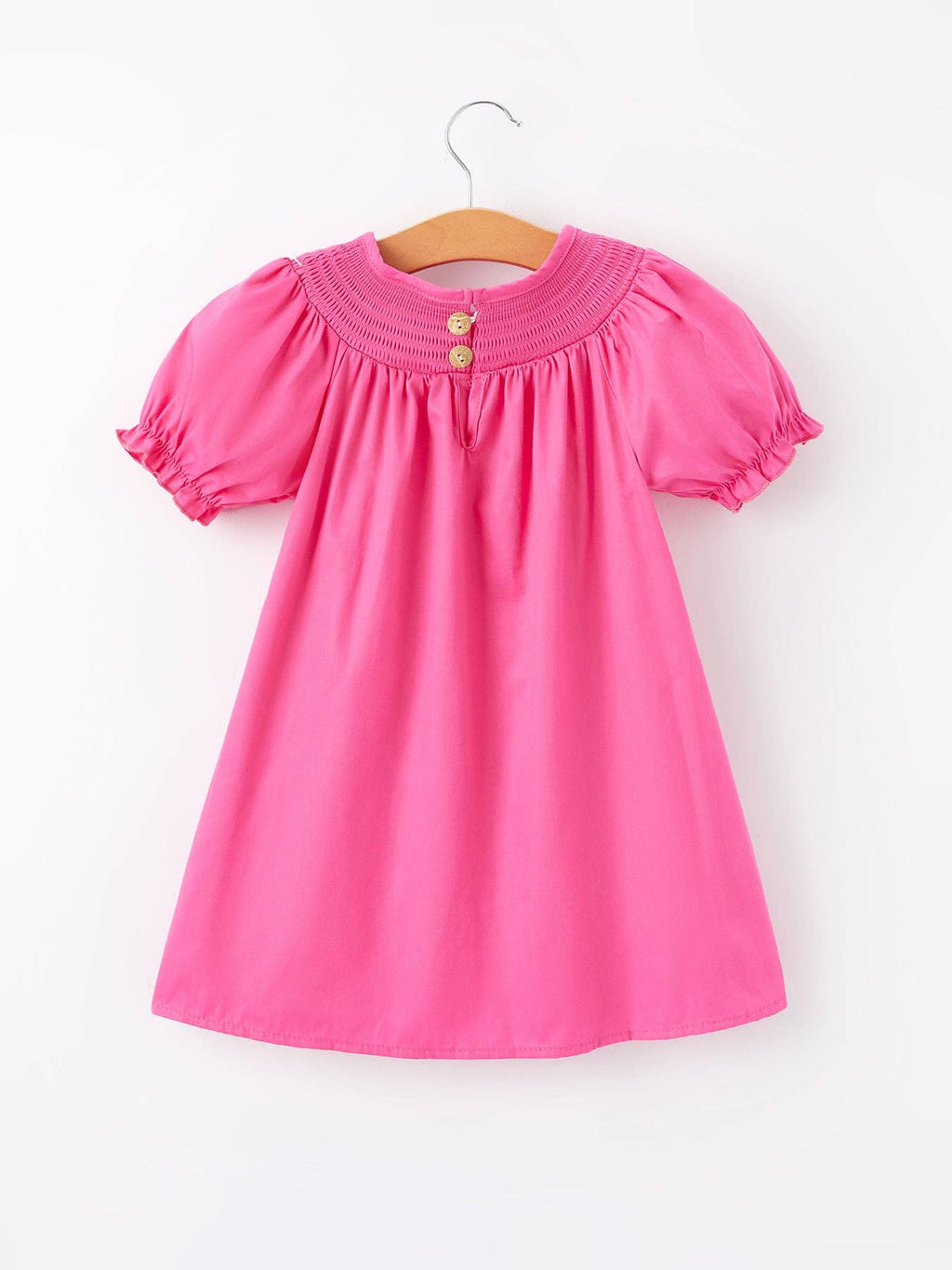 Rylee Faith: Girls Bow Smocking Embroidery Hot Pink Dress