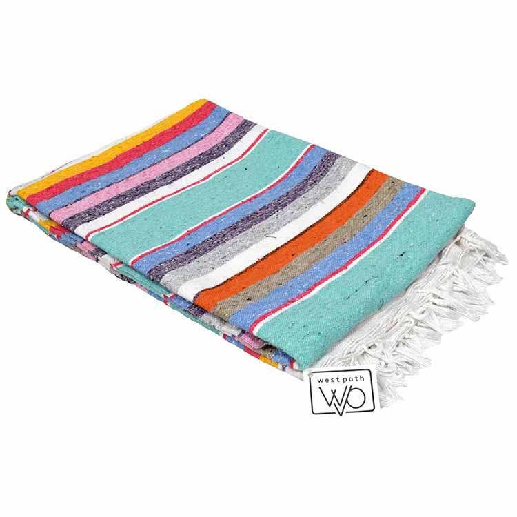 West Path: Mexican Serape Blanket - Mint Pastel