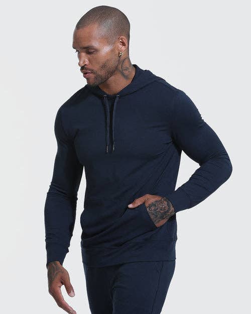 True Classic: Heather Navy Active Comfort Pullover Hoodie