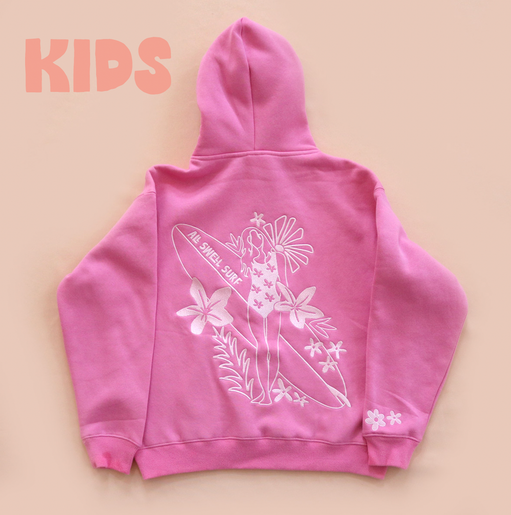 All Swell Surf: Surfer Girl Bloom Embroidered Hoodie - Youth