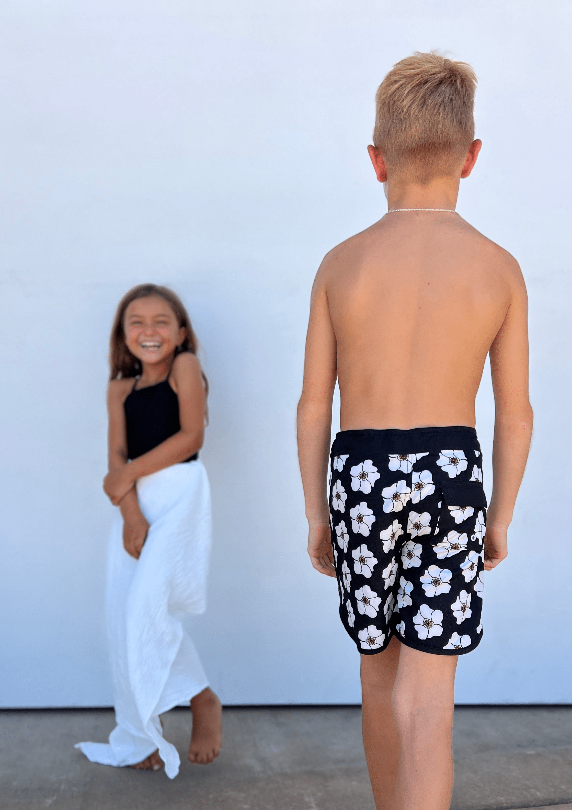 Of One Sea Boy's Boardshorts (Ilima Flower)