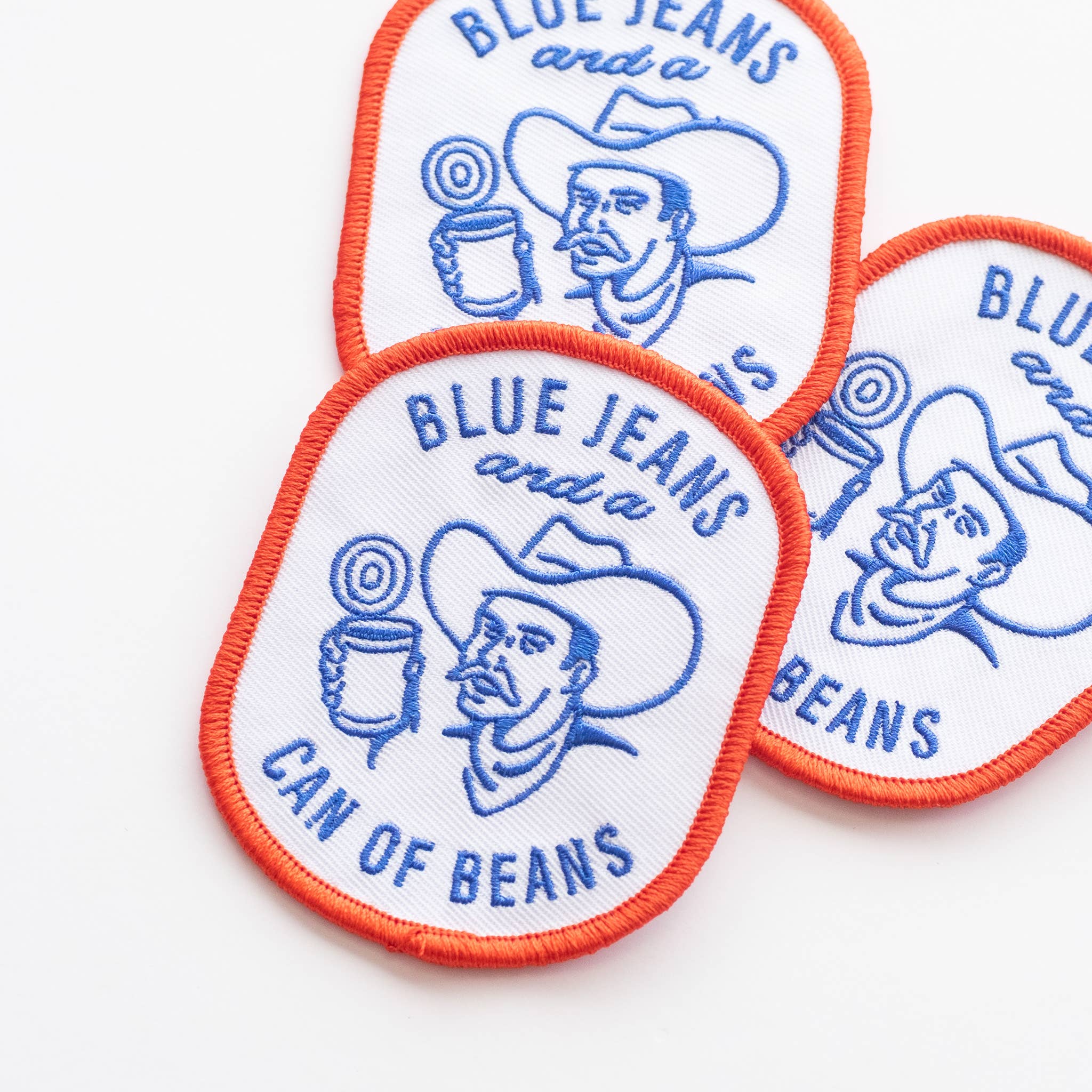 Union Made: Blue Jeans and a Can of Beans Embroidered Iron on Patch