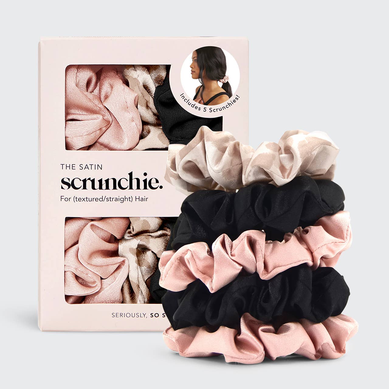 KITSCH: Satin Sleep Scrunchies 5pc - Assorted