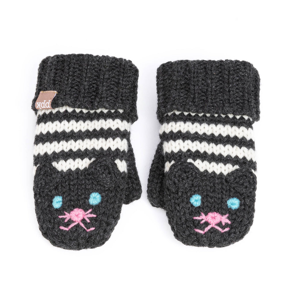 Peppercorn Kids Knit Kitty Cat Mittens - Black