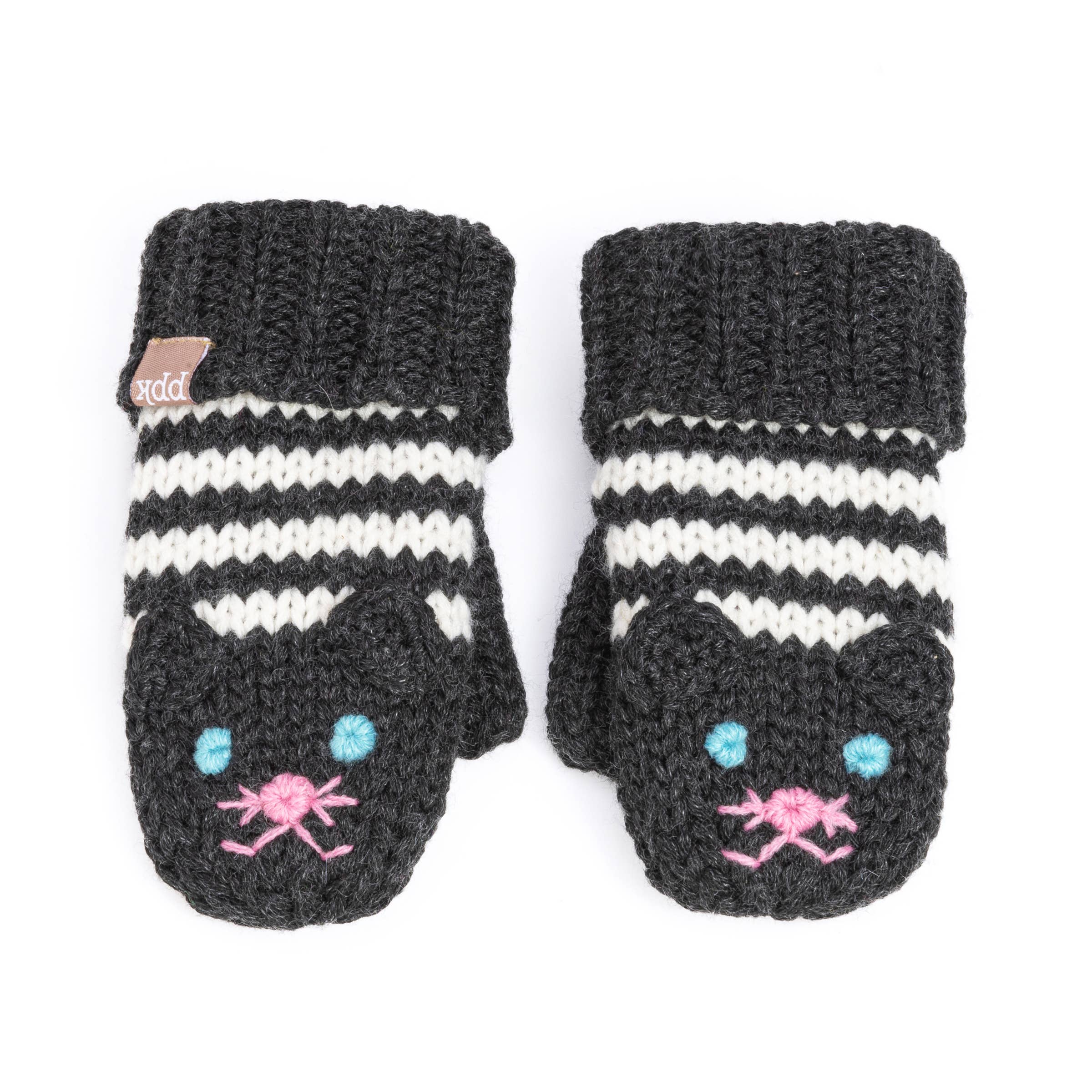 Peppercorn Kids Knit Kitty Cat Mittens - Black