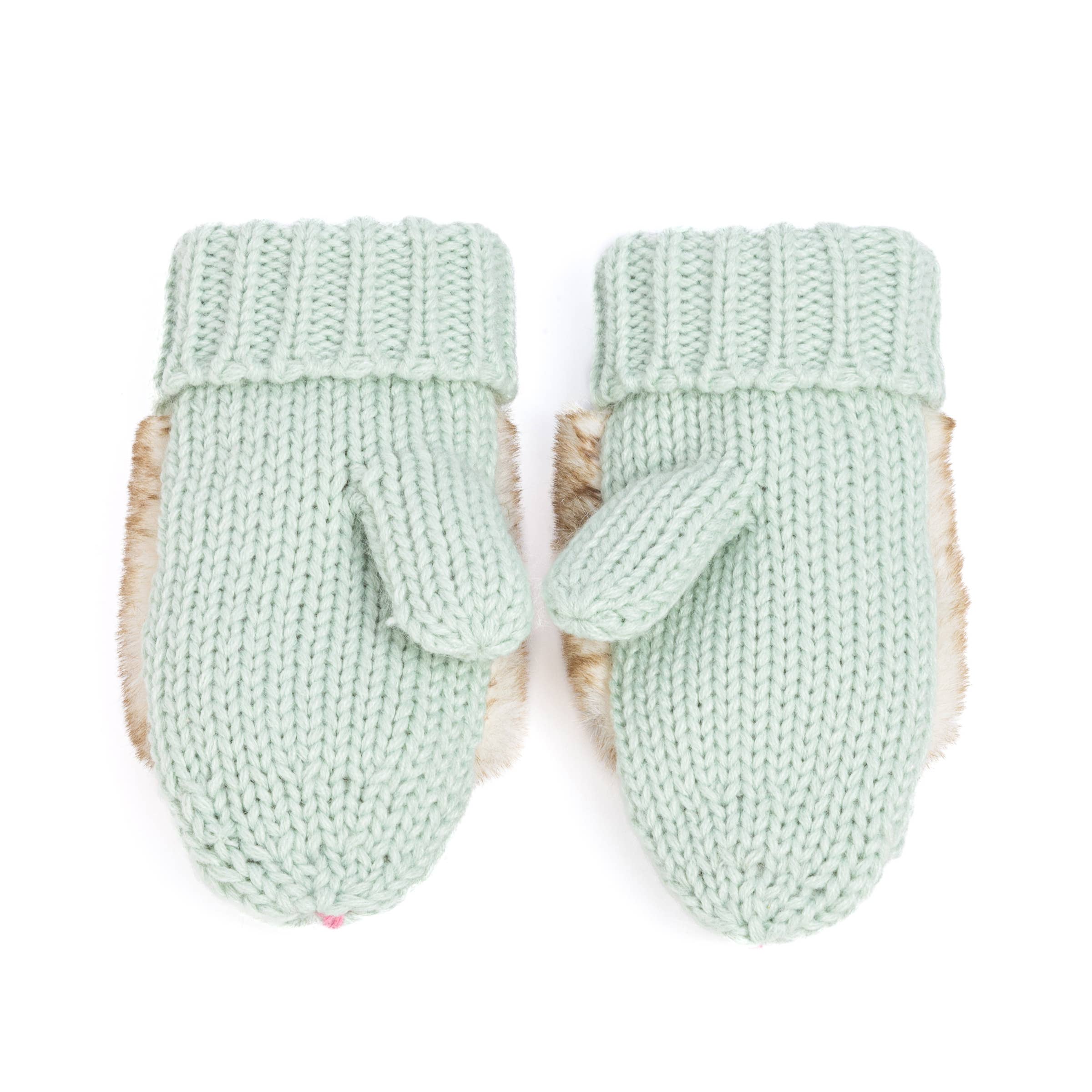 Peppercorn Kids: Knit Bunny Rabbit Mittens - Mint Green