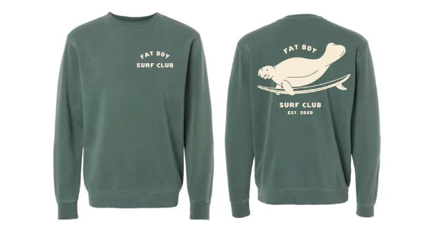 Fat Boy Surf Club: Duck Dive Crewneck Sweatshirt - Alpine Green