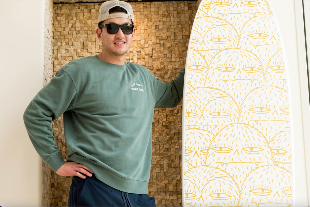 Fat Boy Surf Club: Duck Dive Crewneck Sweatshirt - Alpine Green
