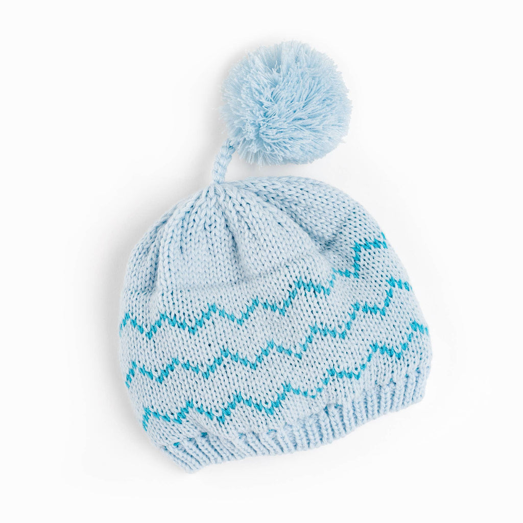 Peppercorn Kids: Zigzag Patterned Knit Beanie - Blue