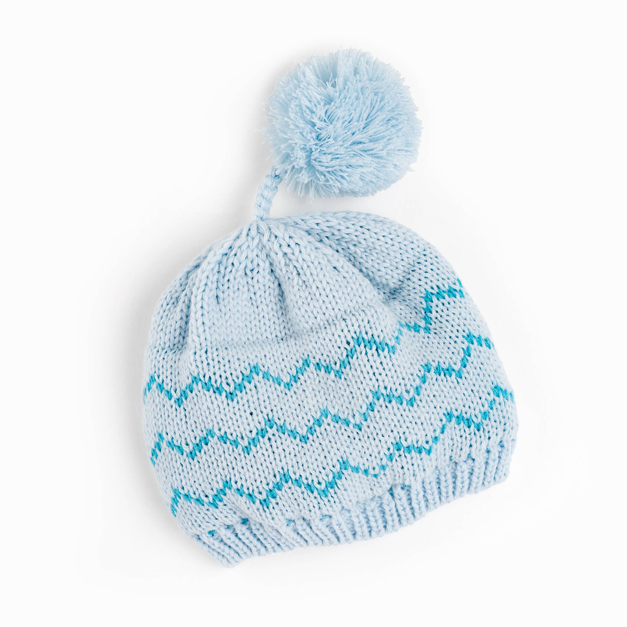 Peppercorn Kids: Zigzag Patterned Knit Beanie - Blue
