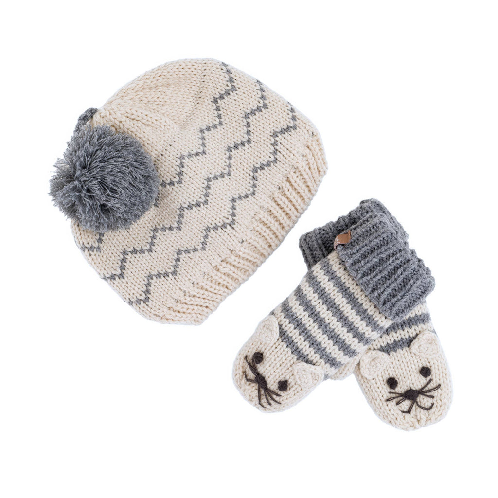 Peppercorn Kids: Knit Cat Mittens - Gray