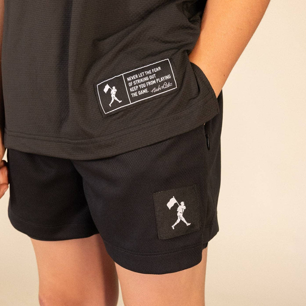 Baseballism: Diamond Air Liner Mesh Training Shorts (Black) - Youth