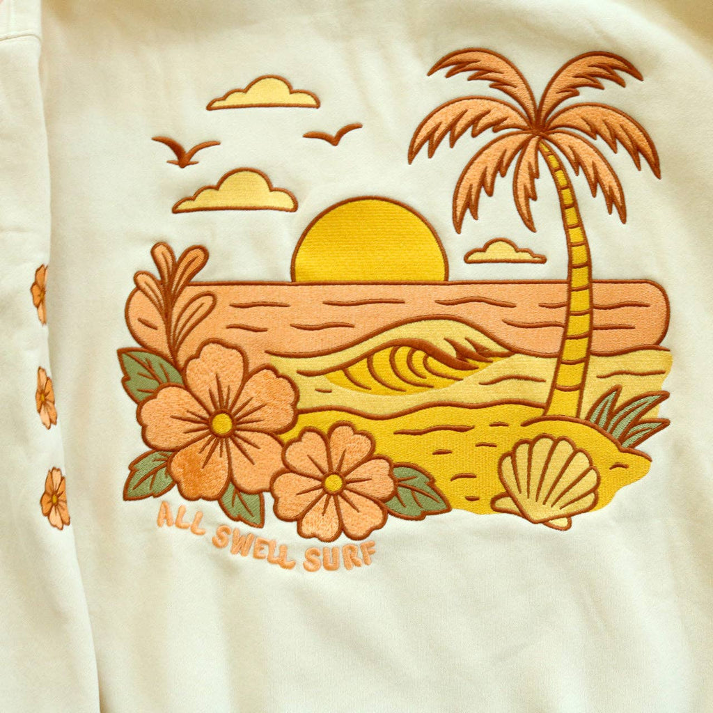 All Swell Surf: Sunset Embroidered Hoodie - Adult