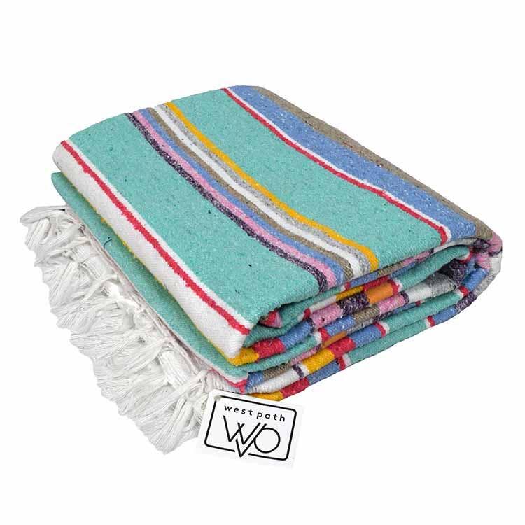 West Path: Mexican Serape Blanket - Mint Pastel