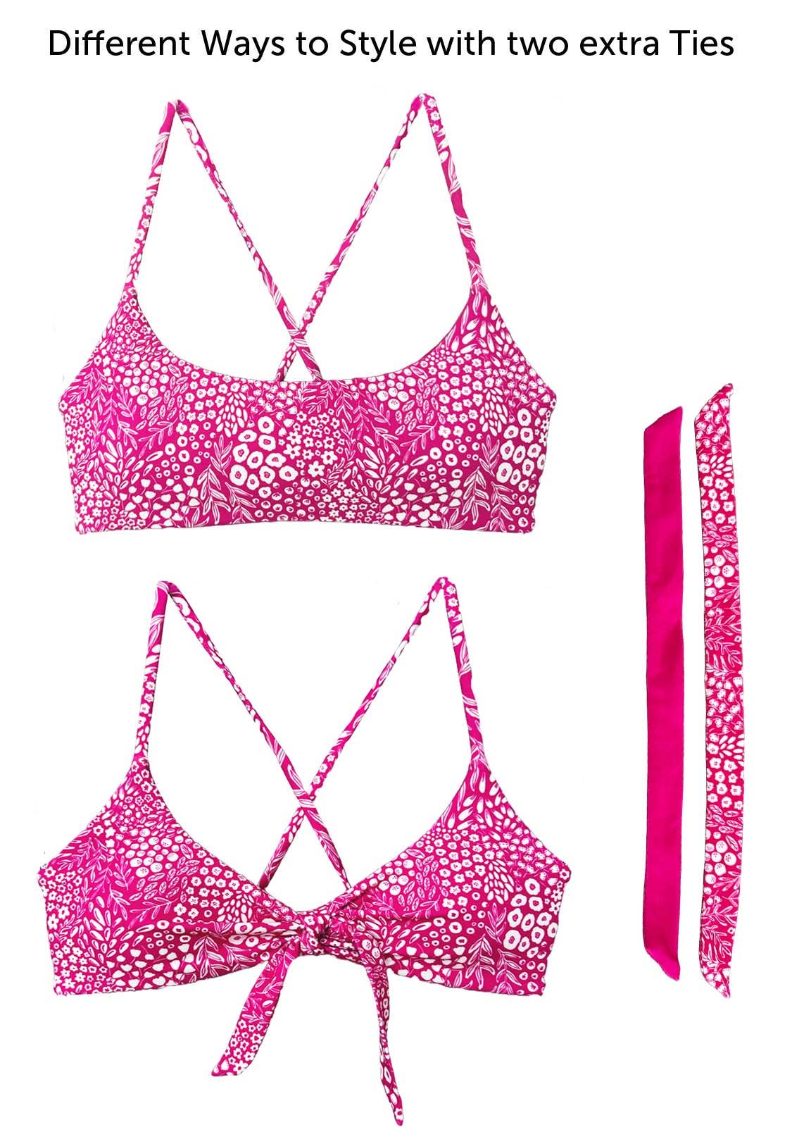 Chance Loves: CORAL Pink 2-Piece Bikini Set (Bralette Top + One-Tie Bottom)