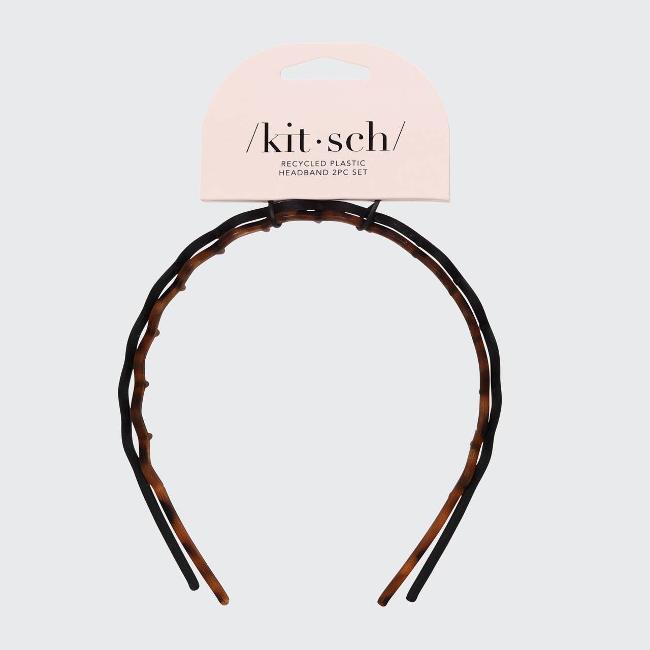 KITSCH Zig Zag Headband 2 piece Set (Black & Tort)