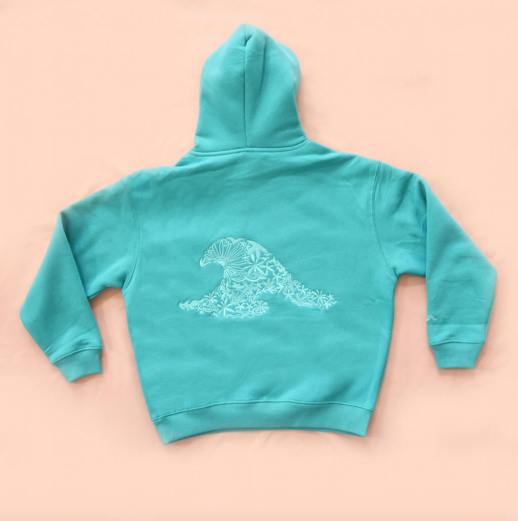 All Swell Surf: Sea Glass Surf Embroidered Hoodie - Youth