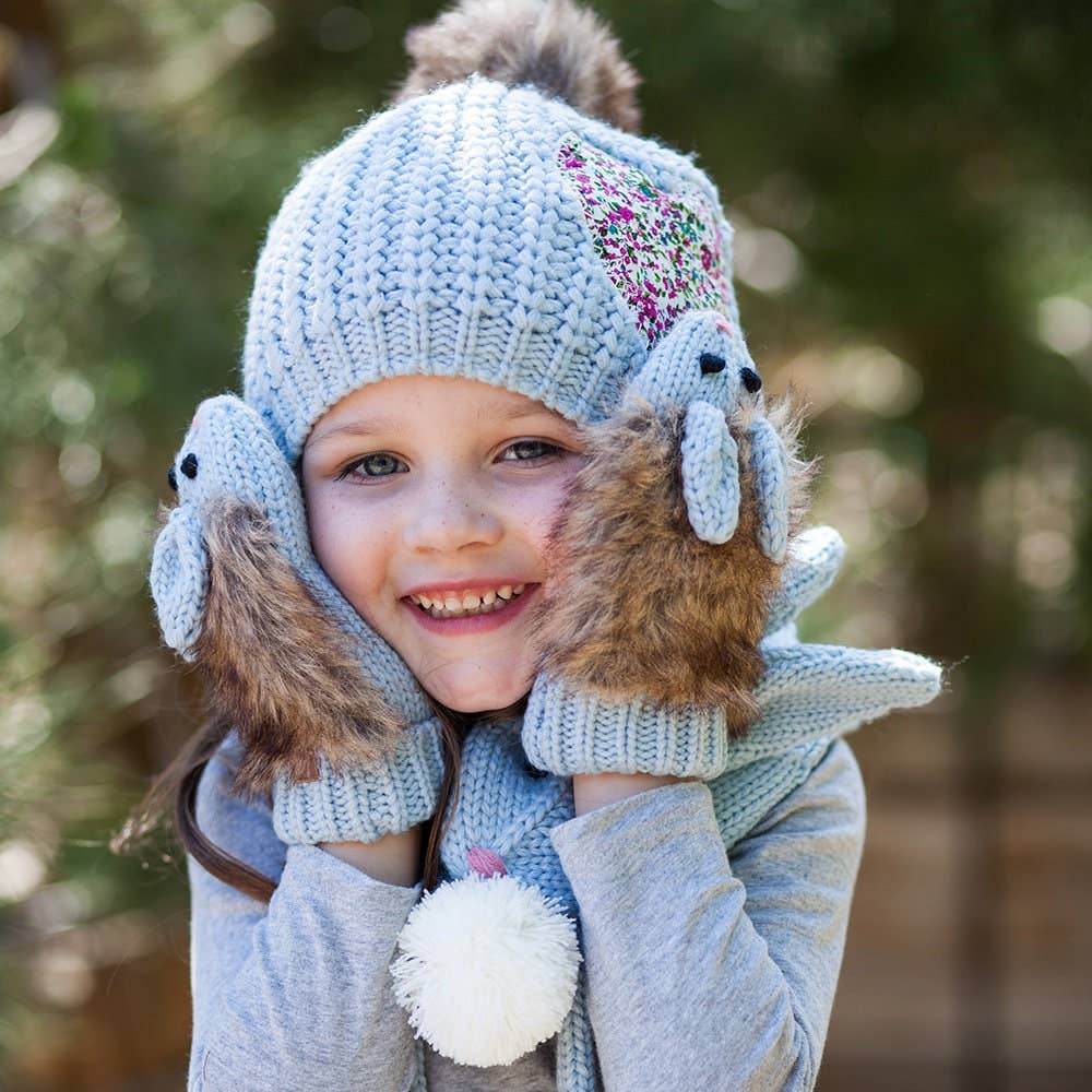 Peppercorn Kids: Knit Bunny Rabbit Mittens - Mint Green