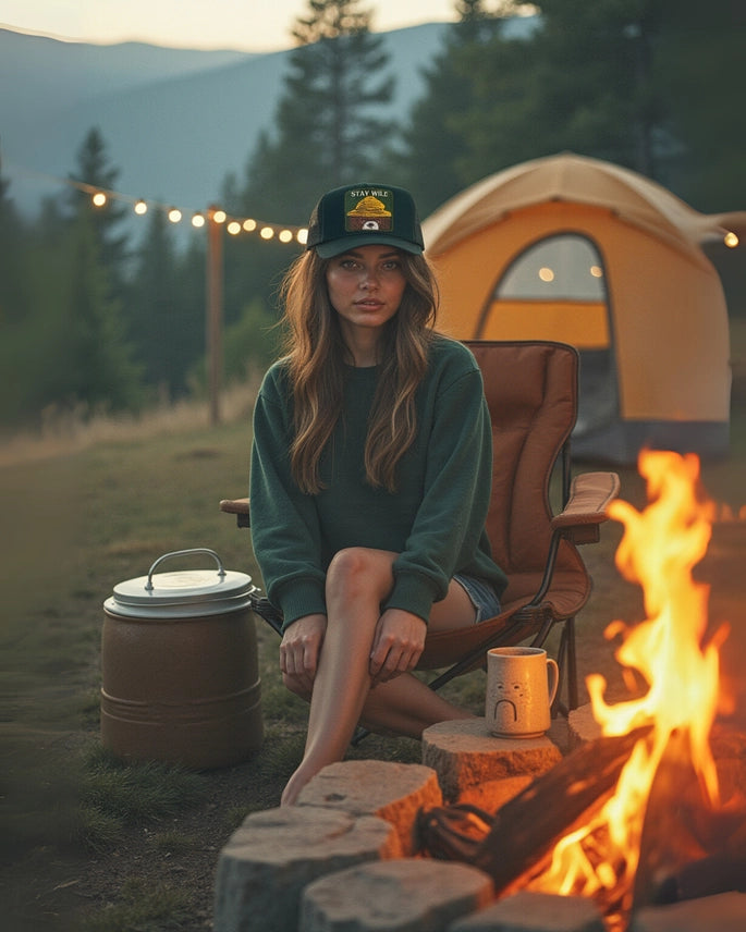 Friday Feelin' Stay Wild Trucker Hat (Deep Green)