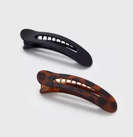 KITSCH: Flat Lay Claw Clip 2pc Flat - Black & Tort