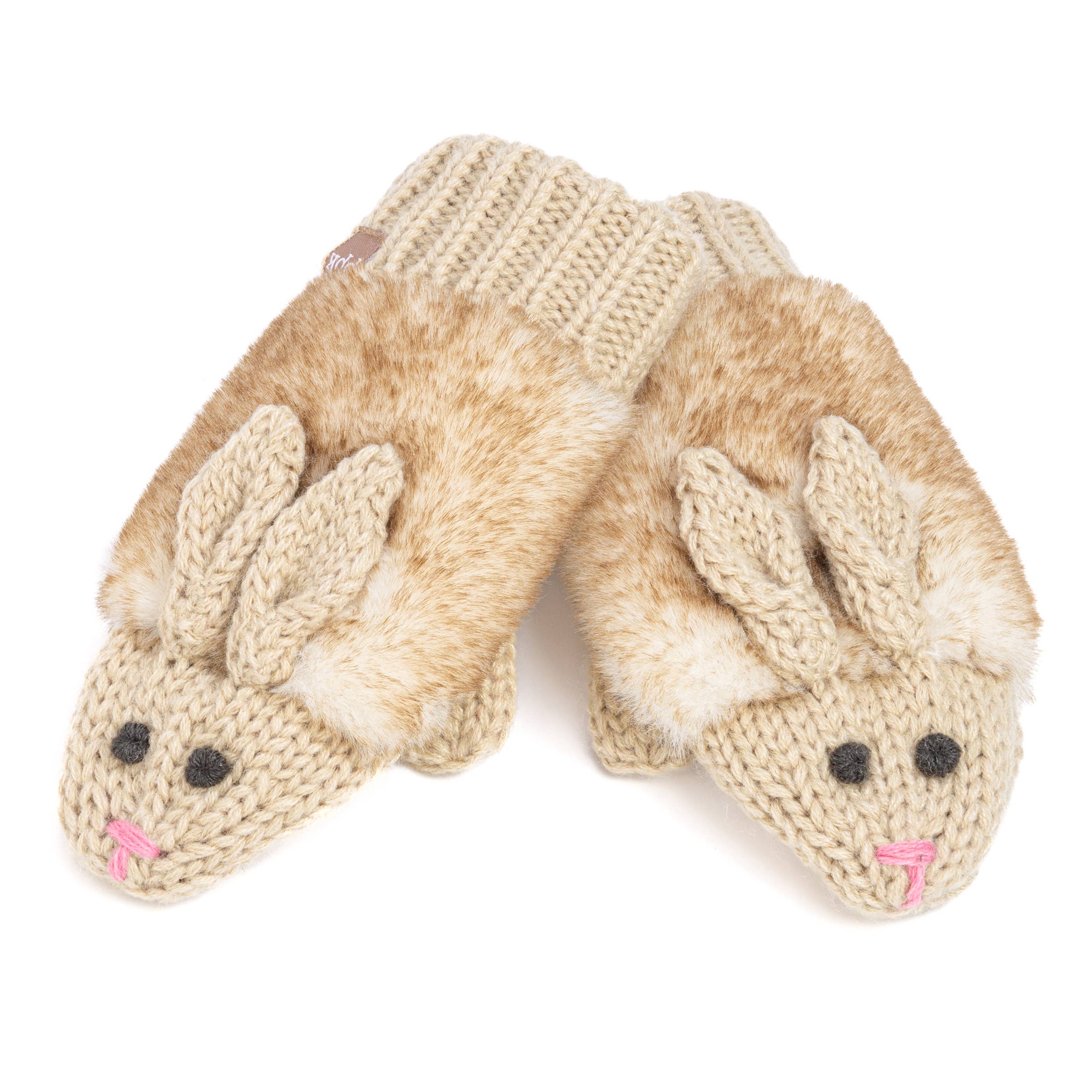 Peppercorn Kids: Knit Bunny Rabbit Mittens - Oat Beige